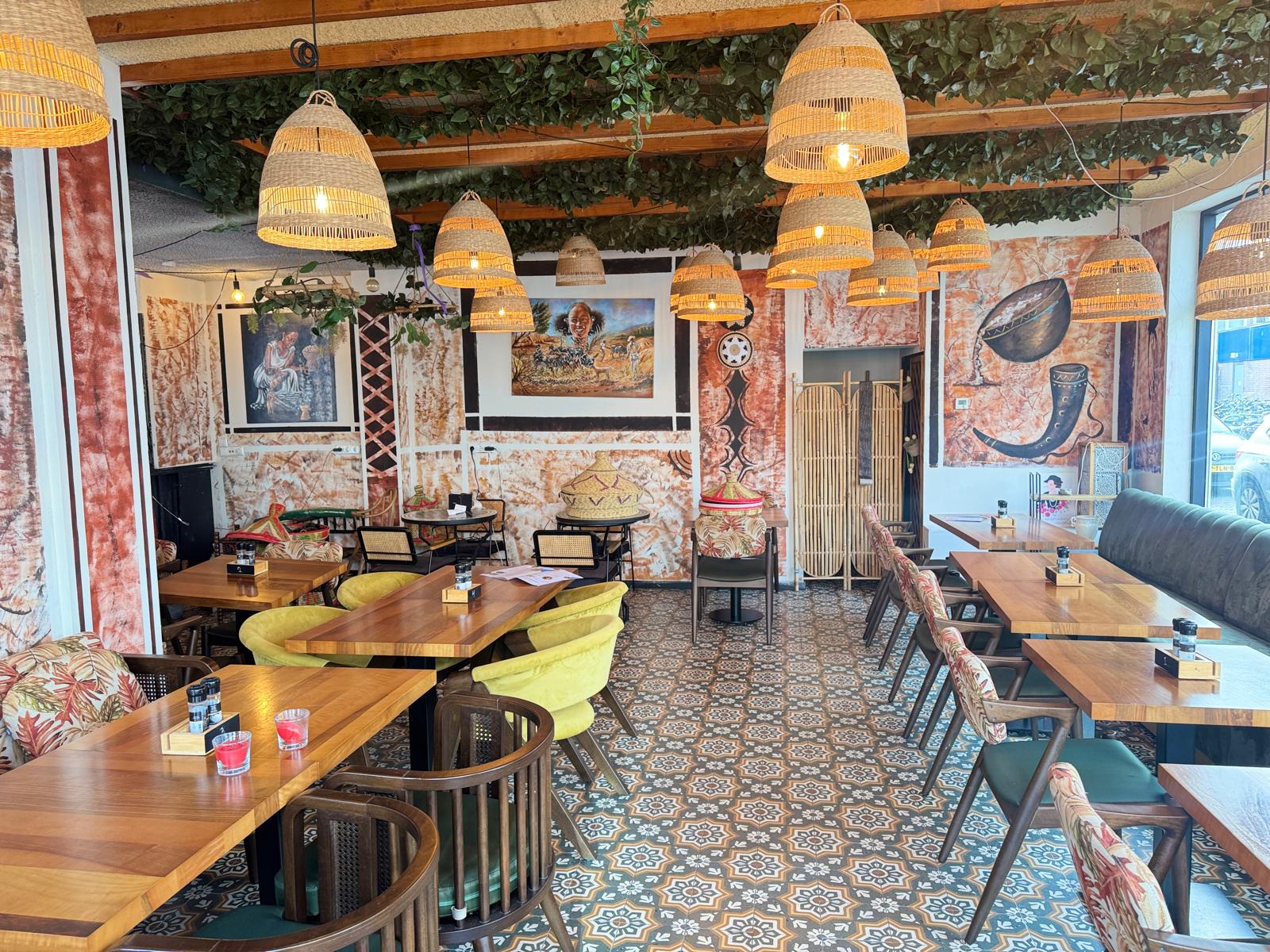 Massawa Restaurant interior showcasing authentic Ethiopian and Eritrean ambiance